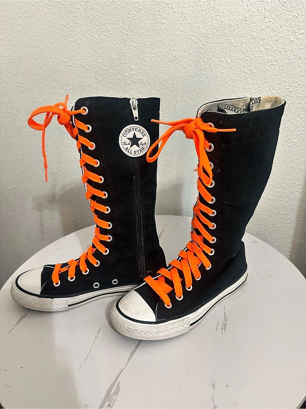 Girls’ Converse Chuck Taylor All Star XX-Hi Knee-High Zip Sneakers Black size 1